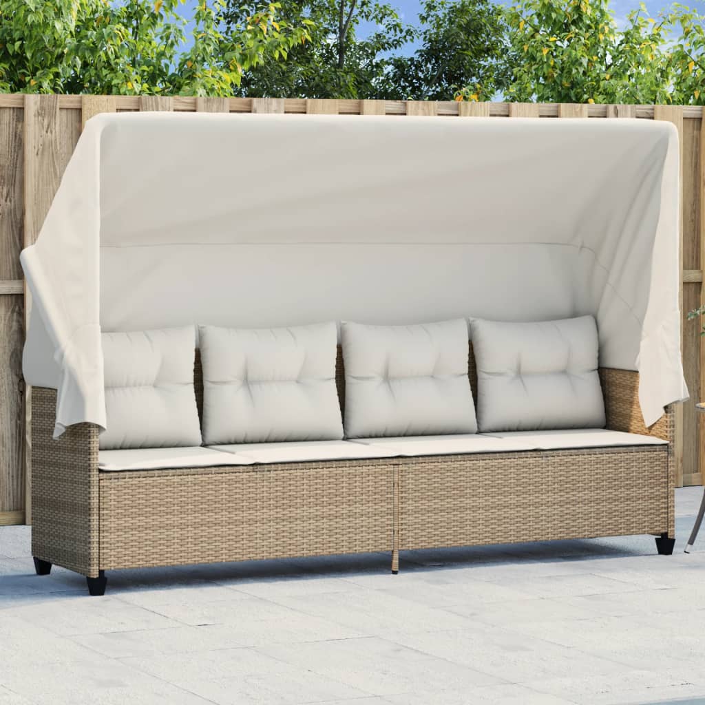 vidaXL Sonnenliege mit Kissen Schwarz Poly Rattan