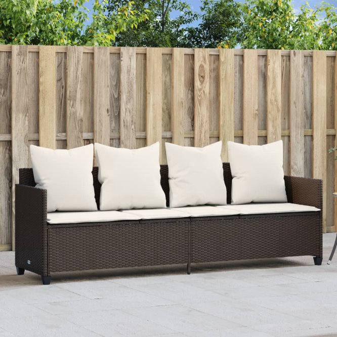 vidaXL Sonnenliege mit Kissen Schwarz Poly Rattan