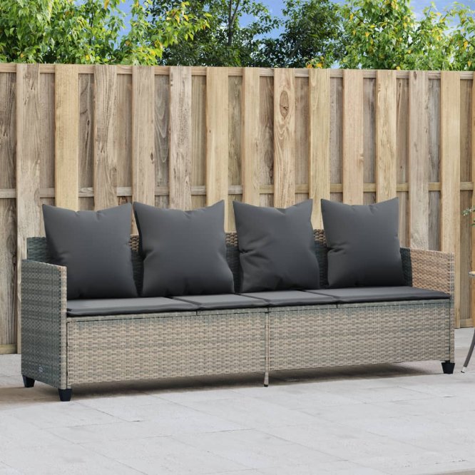vidaXL Sonnenliege mit Kissen Schwarz Poly Rattan