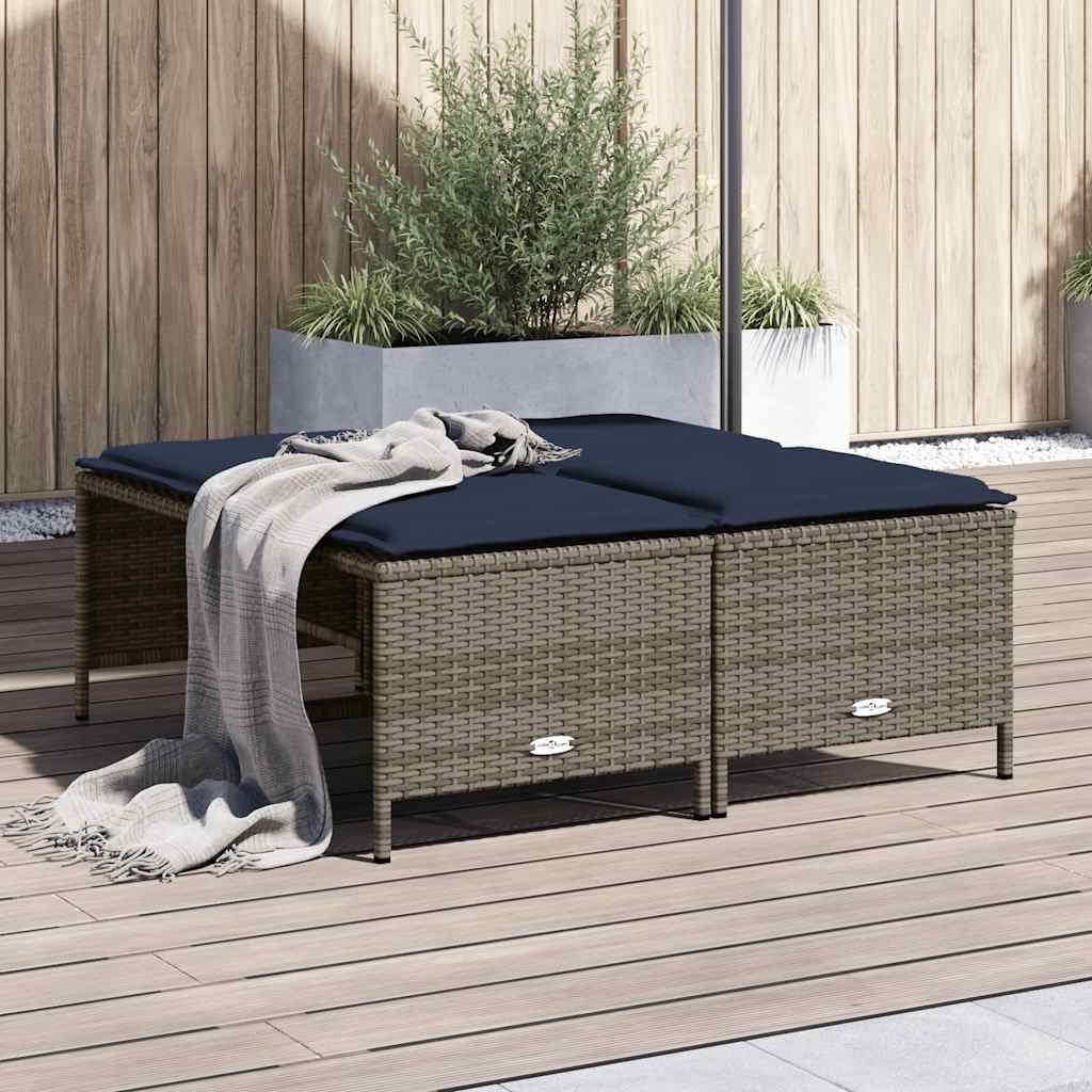 vidaXL Gartenhocker mit Kissen 4 Stk. Braun Poly Rattan