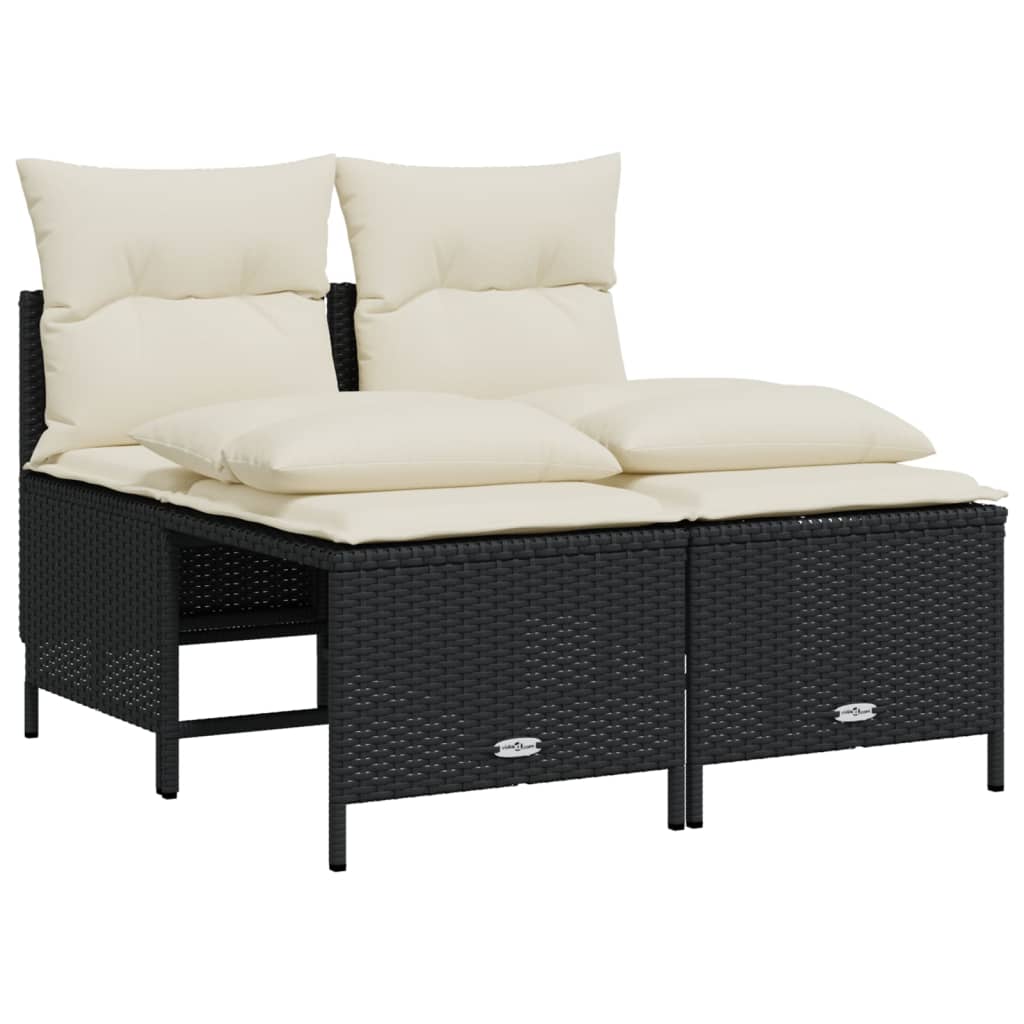 vidaXL 4-tlg. Garten-Sofagarnitur mit Kissen Schwarz Poly Rattan