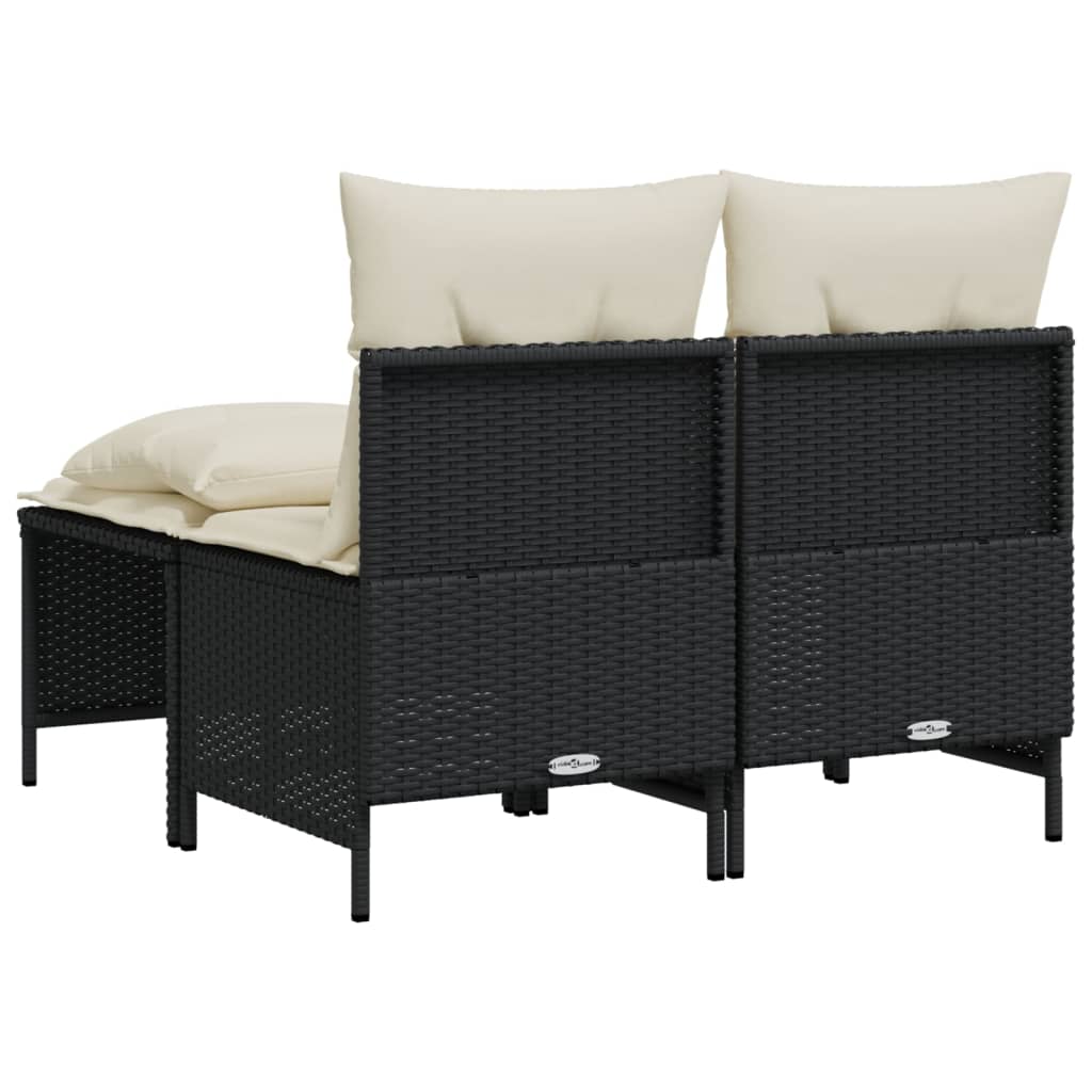vidaXL 4-tlg. Garten-Sofagarnitur mit Kissen Schwarz Poly Rattan