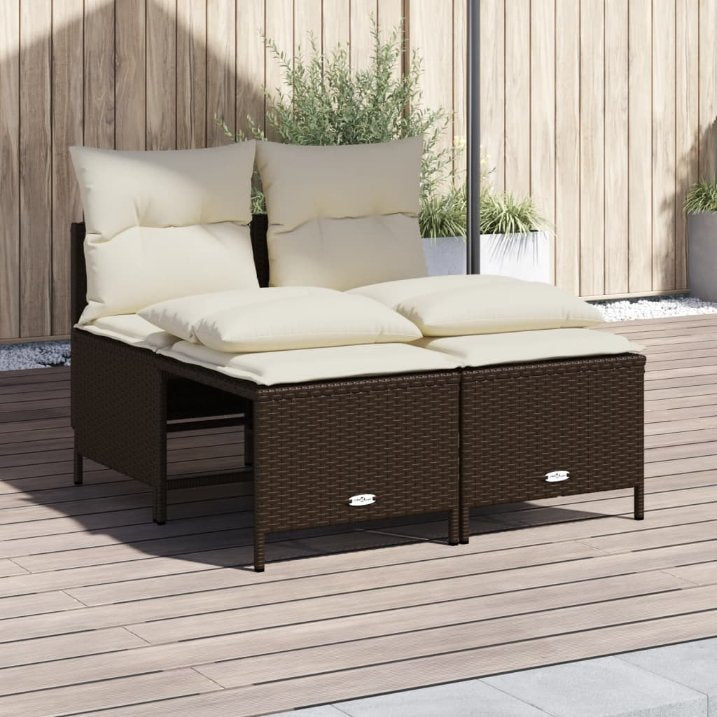 vidaXL 4-tlg. Garten-Sofagarnitur mit Kissen Schwarz Poly Rattan