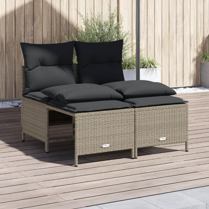 vidaXL 4-tlg. Garten-Sofagarnitur mit Kissen Schwarz Poly Rattan