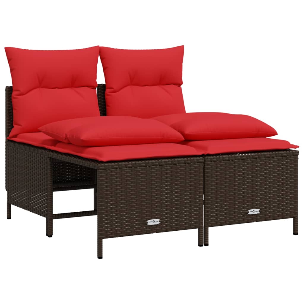 vidaXL 4-teiliges Gartensofa-Set mit Kissen, braun, Polyrattan