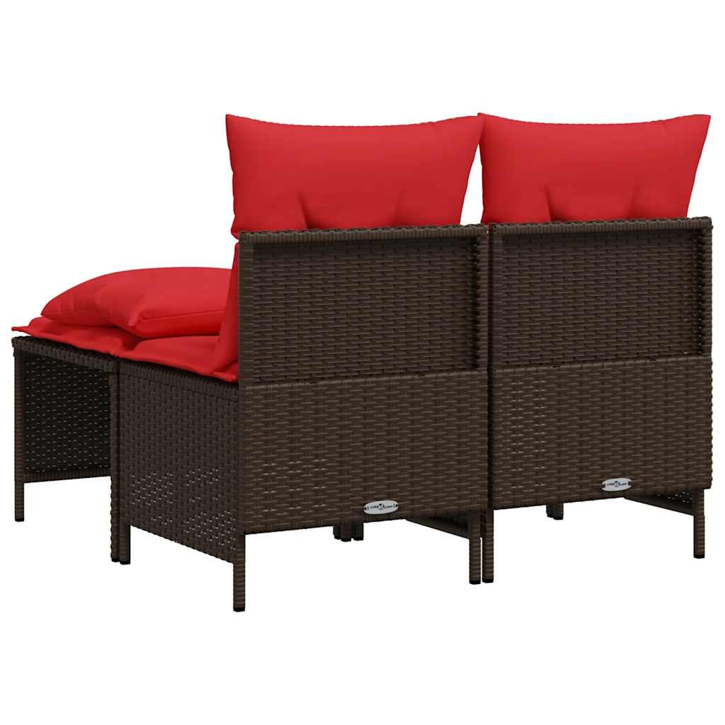 vidaXL 4-teiliges Gartensofa-Set mit Kissen, braun, Polyrattan