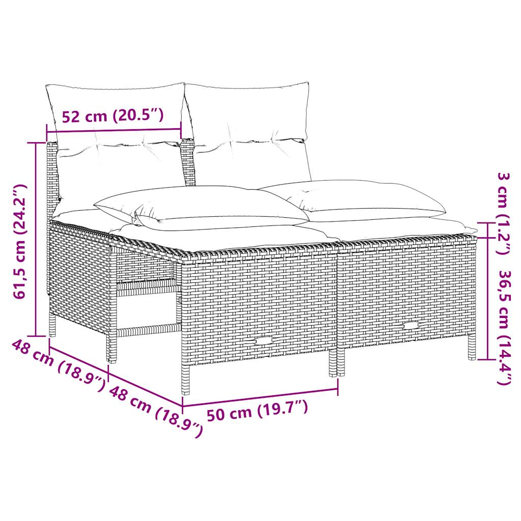 vidaXL 4-teiliges Gartensofa-Set mit Kissen, braun, Polyrattan