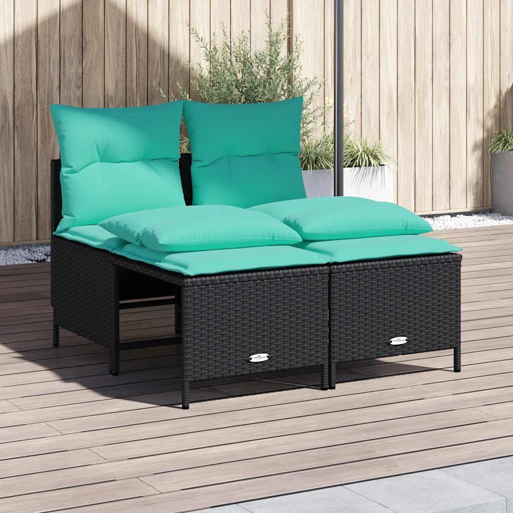 vidaXL 4-teiliges Gartensofa-Set mit Kissen, braun, Polyrattan