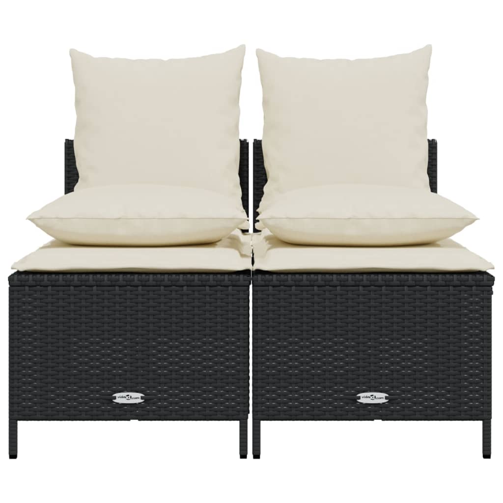vidaXL 4-tlg. Garten-Sofagarnitur mit Kissen Schwarz Poly Rattan