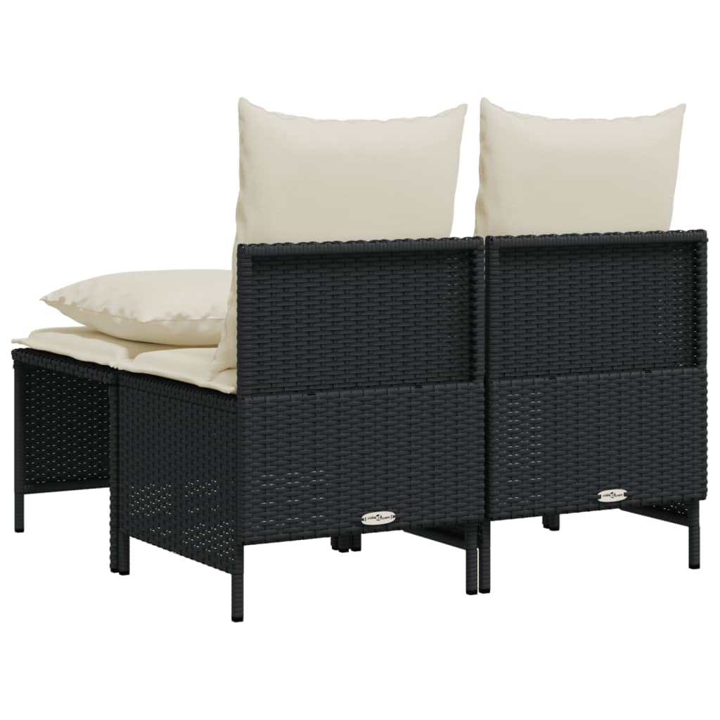 vidaXL 4-tlg. Garten-Sofagarnitur mit Kissen Schwarz Poly Rattan