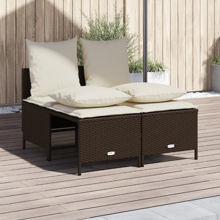 vidaXL 4-tlg. Garten-Sofagarnitur mit Kissen Schwarz Poly Rattan