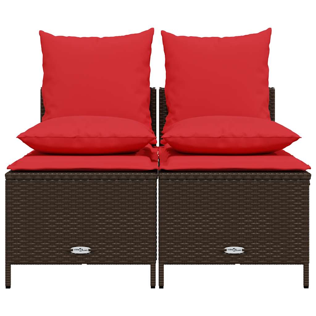 vidaXL 4-teiliges Gartensofa-Set mit Kissen, braun, Polyrattan