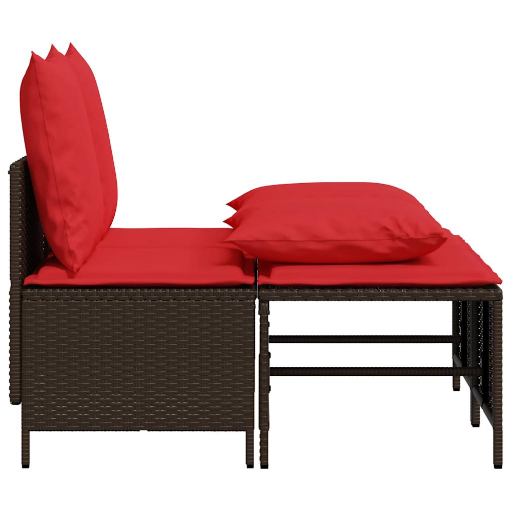 vidaXL 4-teiliges Gartensofa-Set mit Kissen, braun, Polyrattan