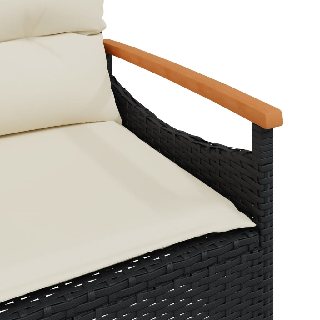 vidaXL 4-tlg. Garten-Sofagarnitur mit Kissen Schwarz Poly Rattan