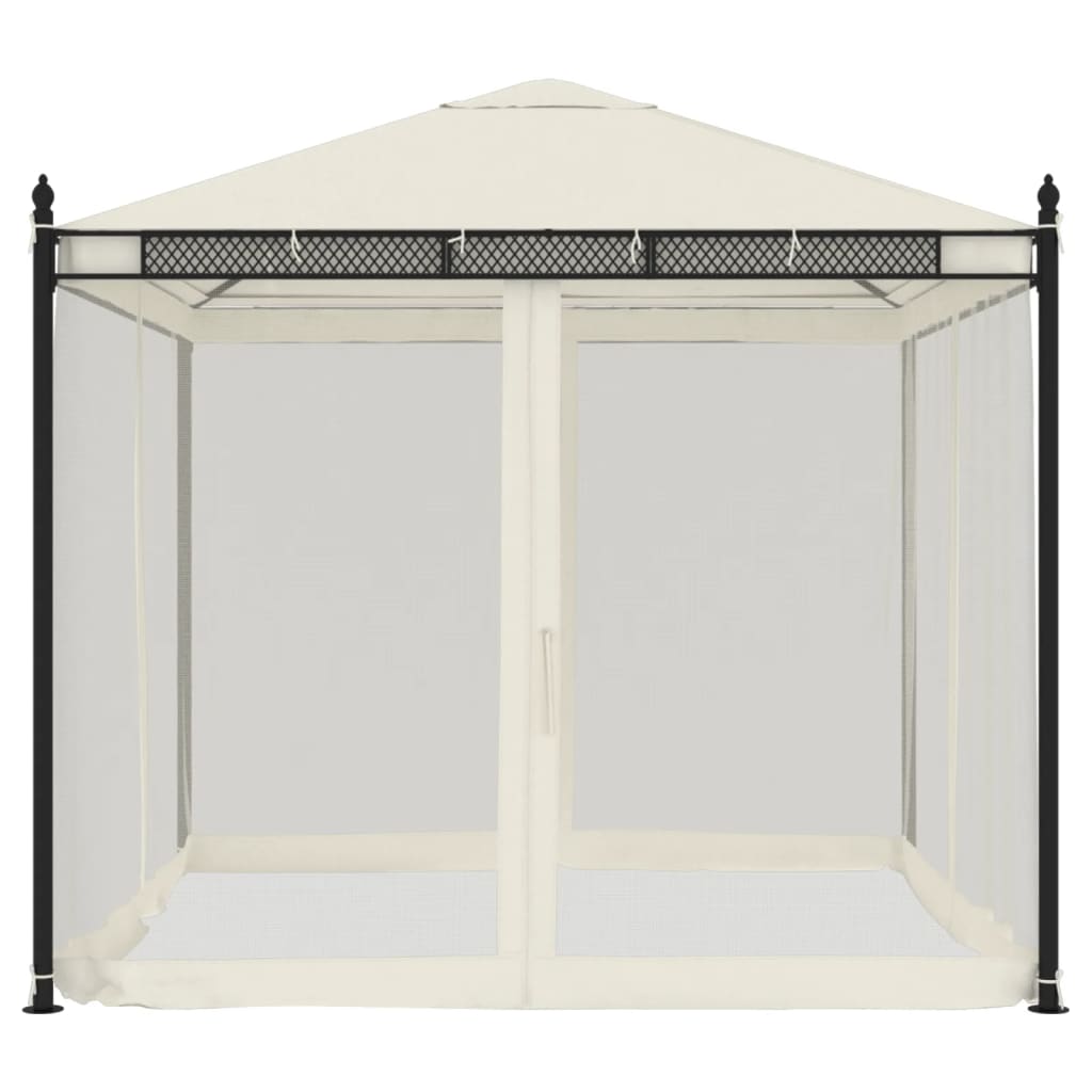 vidaXL Pavillon mit Netzwänden Creme 2,93x2,93 m Stahl