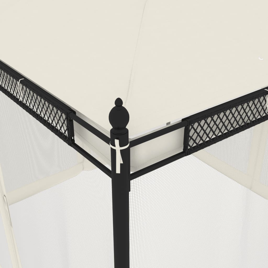 vidaXL Pavillon mit Netzwänden Creme 2,93x2,93 m Stahl