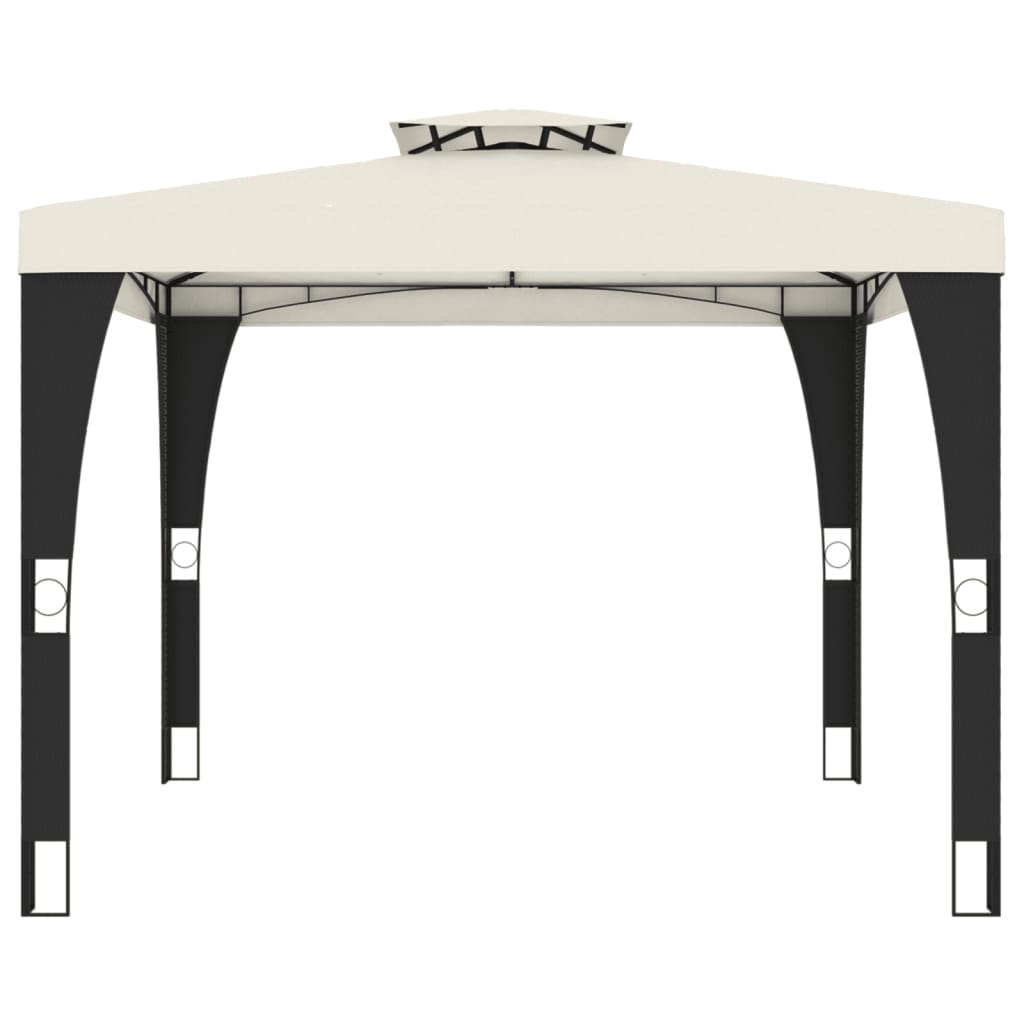 vidaXL Pavillon mit Doppeldach Creme 2,98x2,98 m Stahl