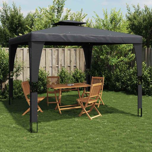 vidaXL Pavillon mit Doppeldach Creme 2,98x2,98 m Stahl