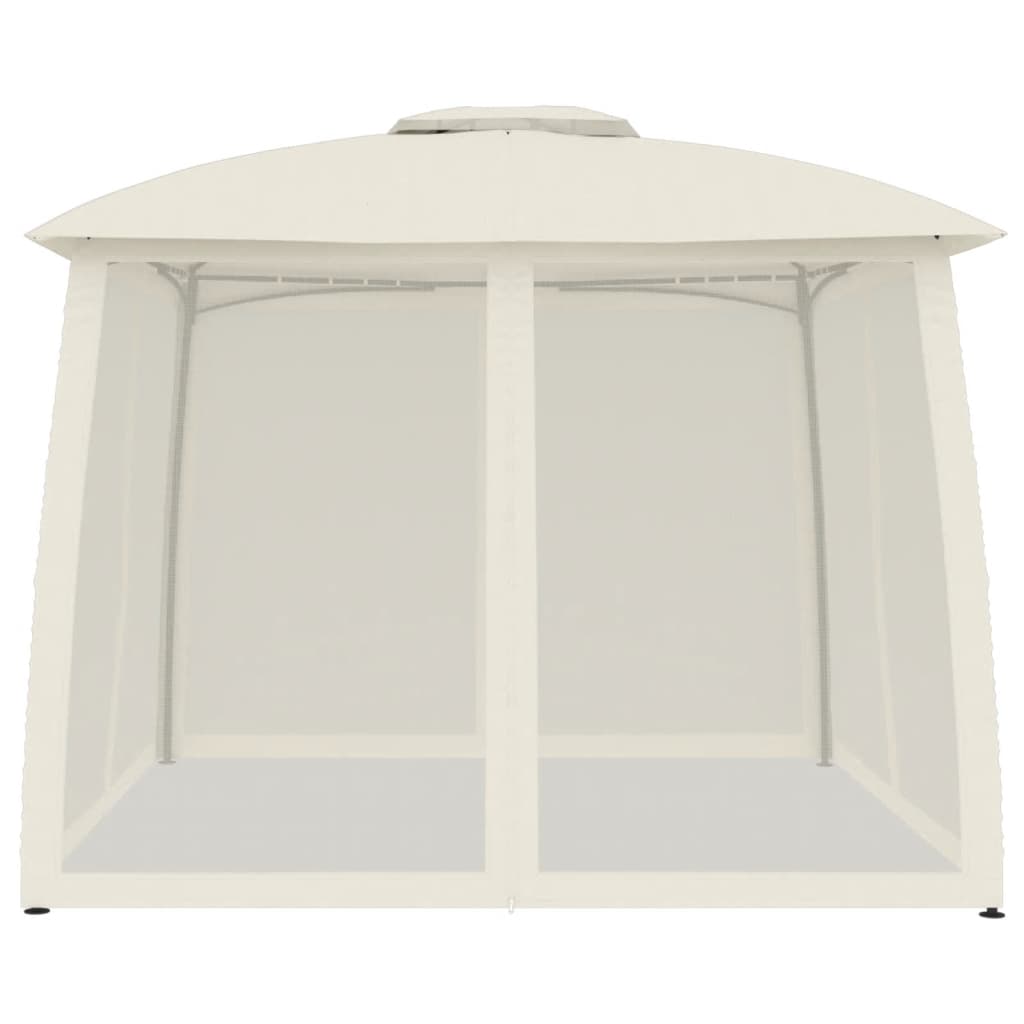vidaXL Pavillon mit Doppeldach & Netzwänden Creme 2,93x2,93 m Stahl