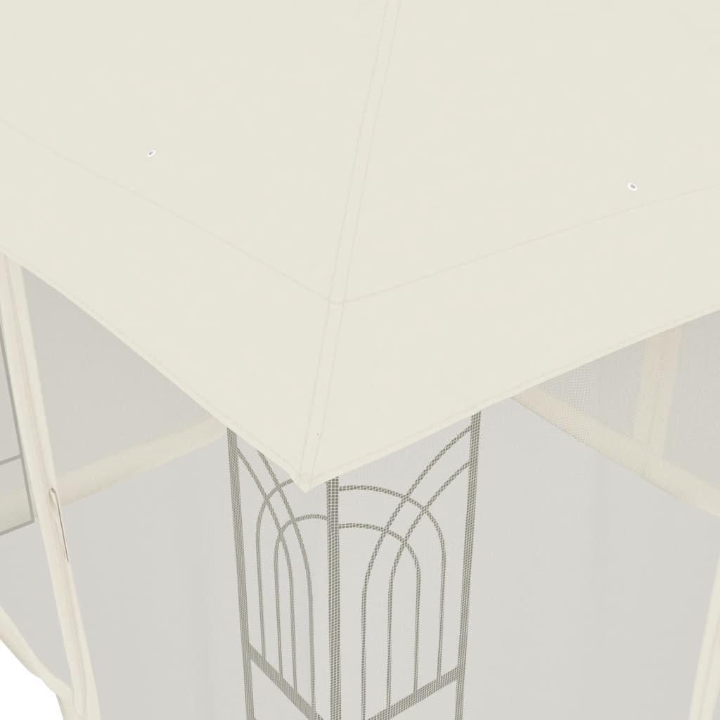vidaXL Pavillon mit Doppeldach & Netzwänden Creme 2,94x2,94 m Stahl