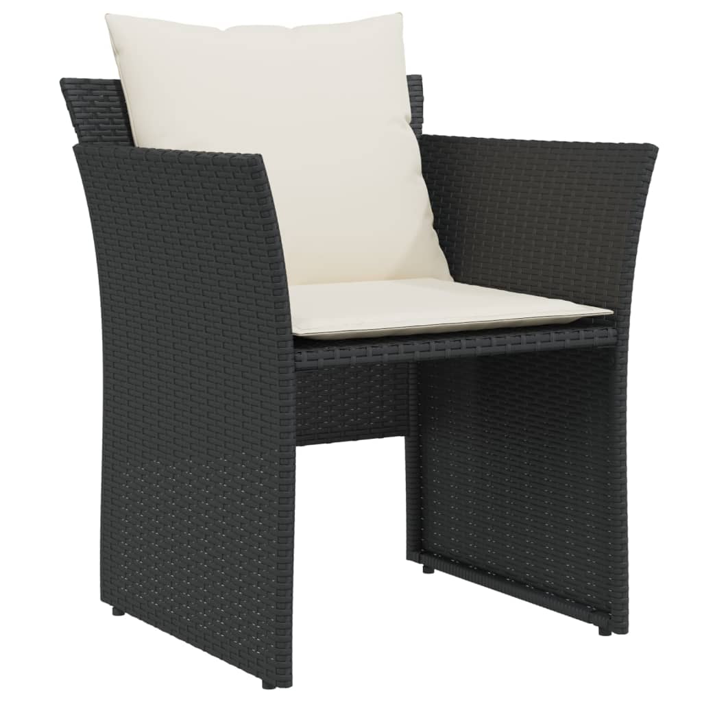 vidaXL Gartenstuhl mit Fußhocker Schwarz Poly Rattan
