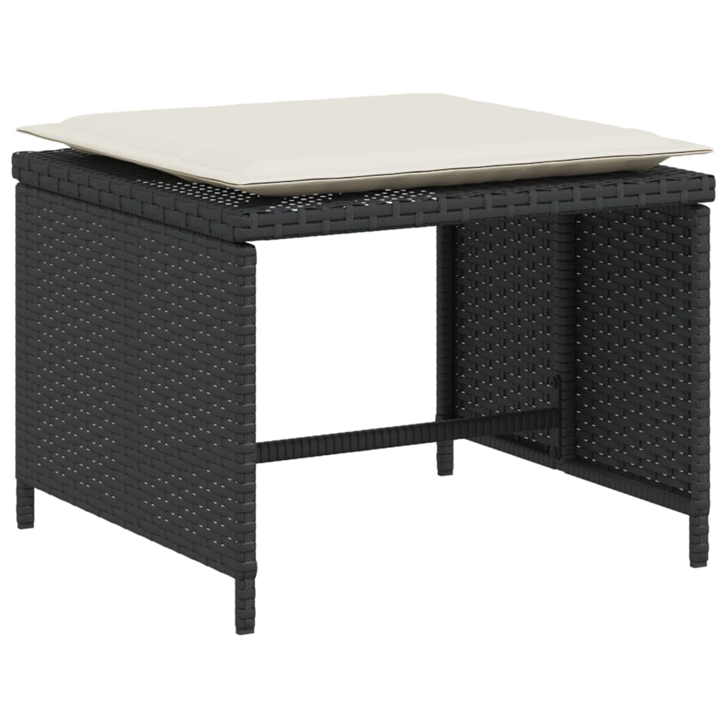 vidaXL Gartenstuhl mit Fußhocker Schwarz Poly Rattan