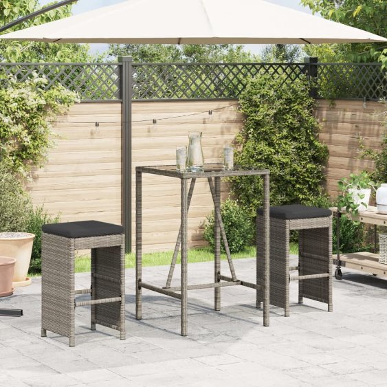 vidaXL Garten-Barhocker mit Kissen 2 Stk. Braun Poly Rattan