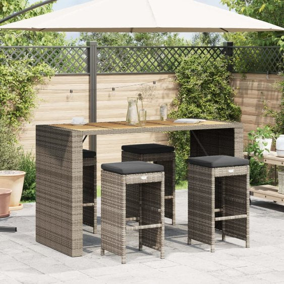 vidaXL Garten-Barhocker mit Kissen 2 Stk. Braun Poly Rattan