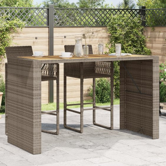 vidaXL Garten-Bartisch mit Holzplatte Schwarz 105x80x110 cm Polyrattan