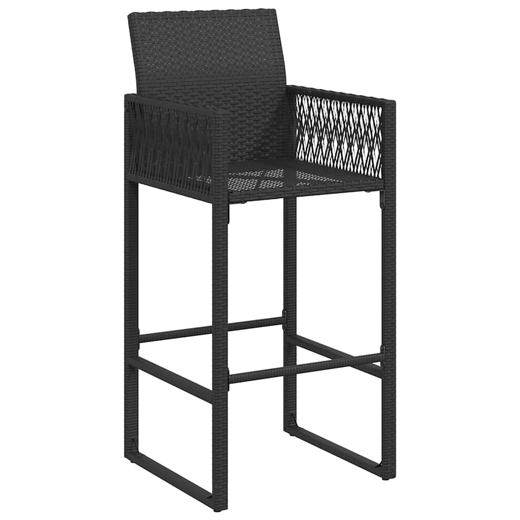 vidaXL Garten-Barhocker 2 Stk. Schwarz Poly Rattan