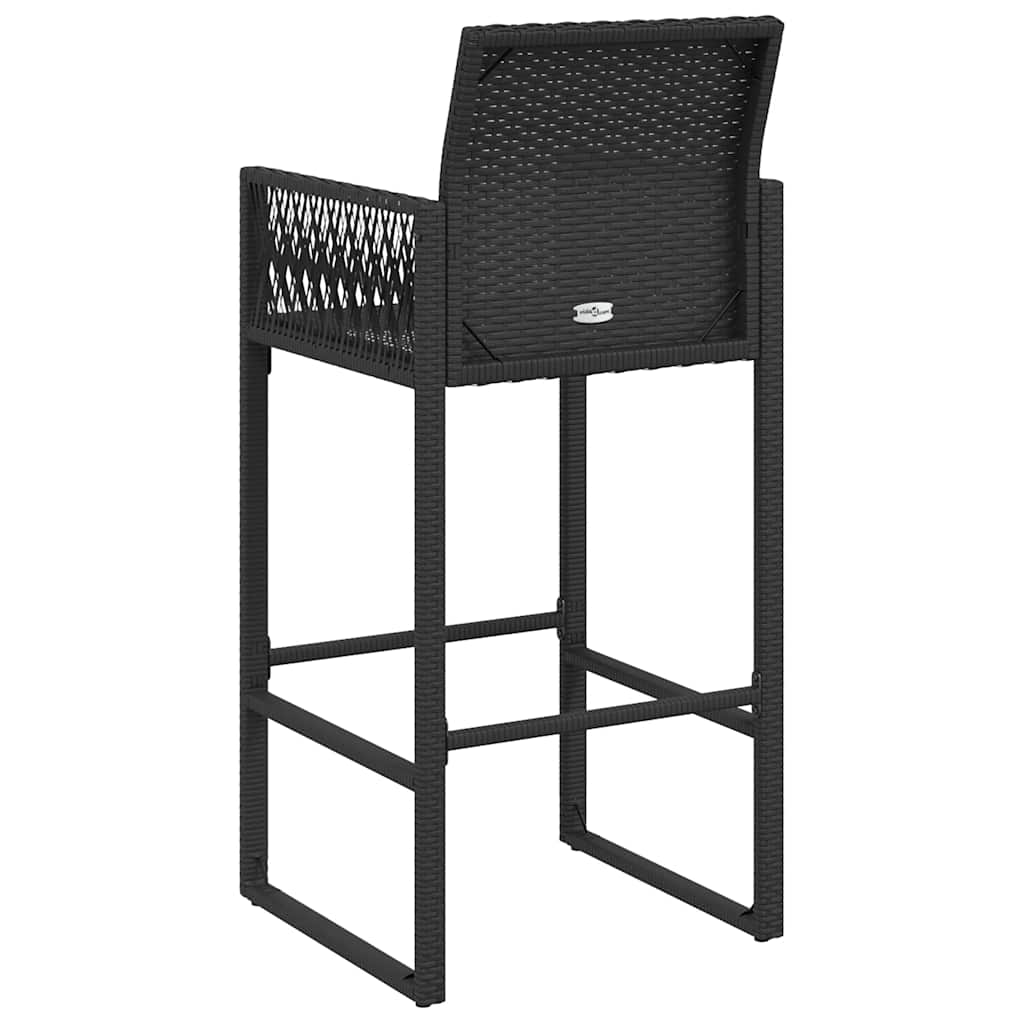 vidaXL Garten-Barhocker 2 Stk. Schwarz Poly Rattan