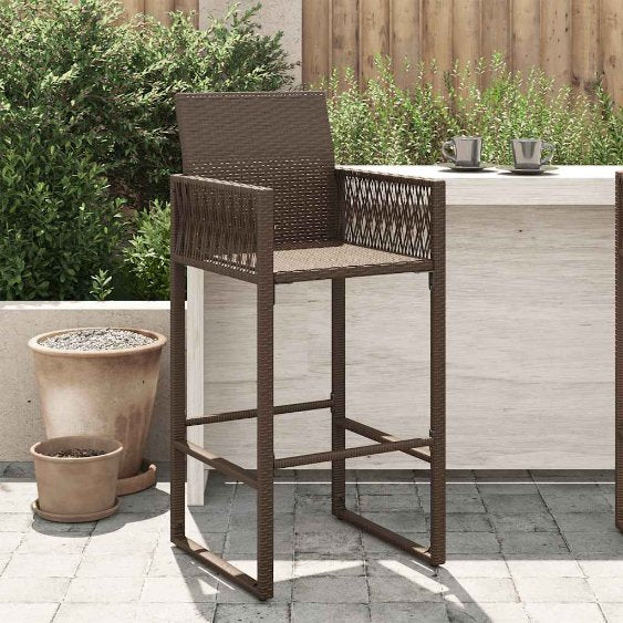vidaXL Garten-Barhocker 2 Stk. Schwarz Poly Rattan