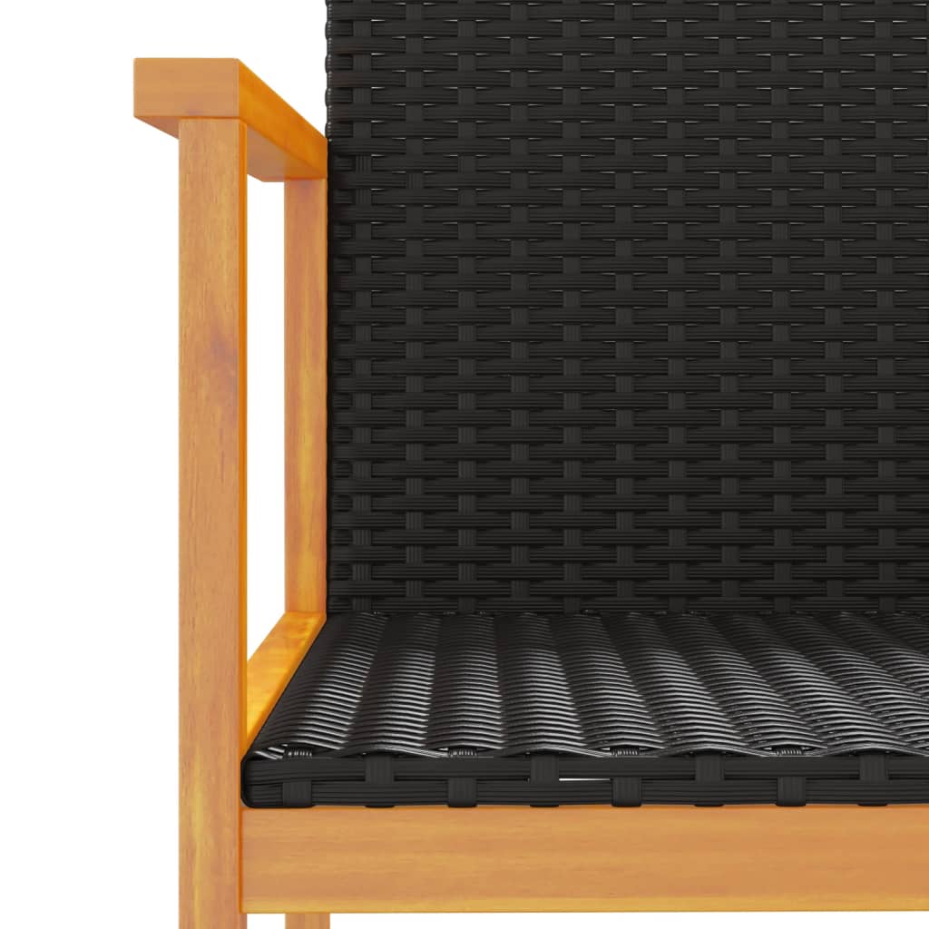 vidaXL Gartenstühle 2 Stk. Schwarz Poly Rattan und Massivholz