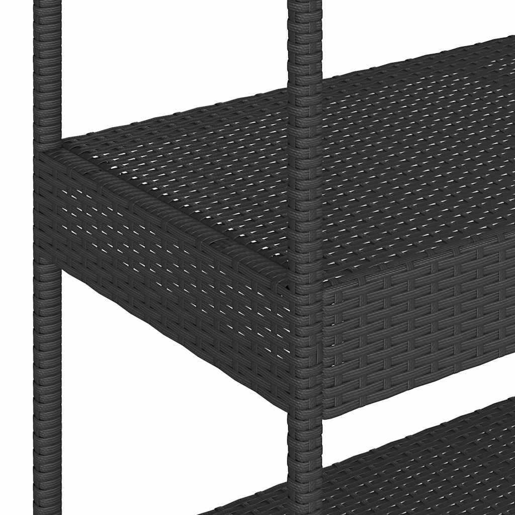 vidaXL Barwagen 3 Böden Schwarz Poly Rattan und Massivholz Akazie
