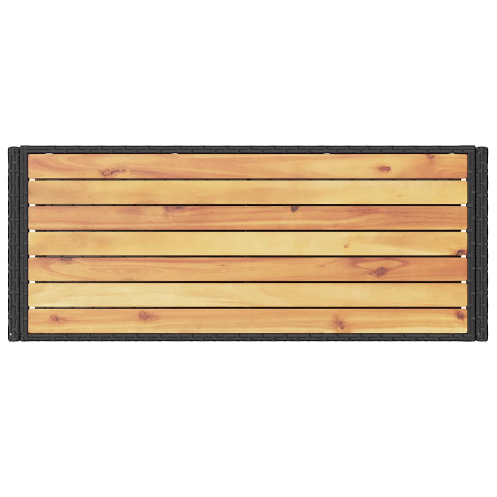 vidaXL Barwagen 3 Böden Schwarz Poly Rattan und Massivholz Akazie