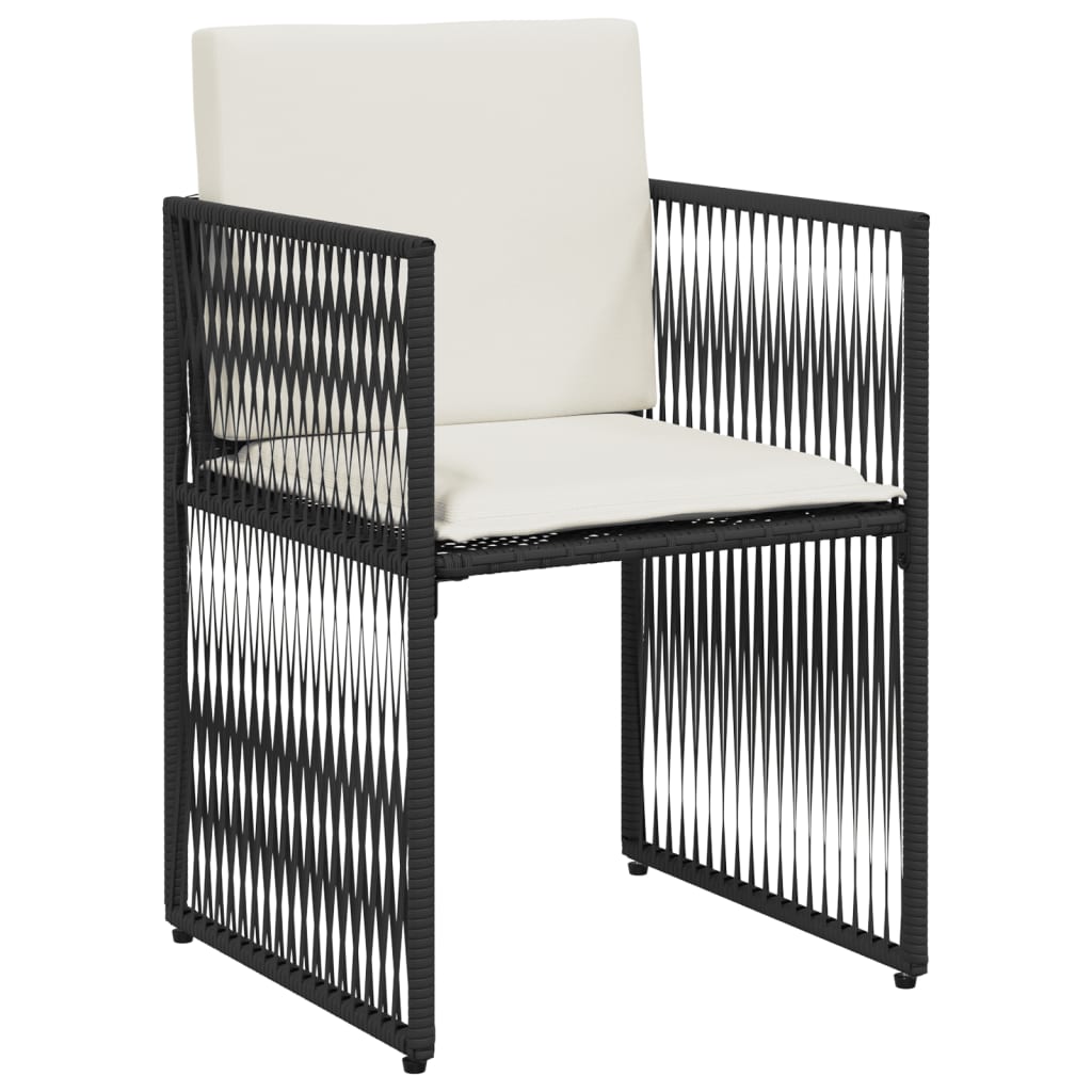 vidaXL 7-tlg. Garten-Essgruppe mit Kissen Schwarz Poly Rattan