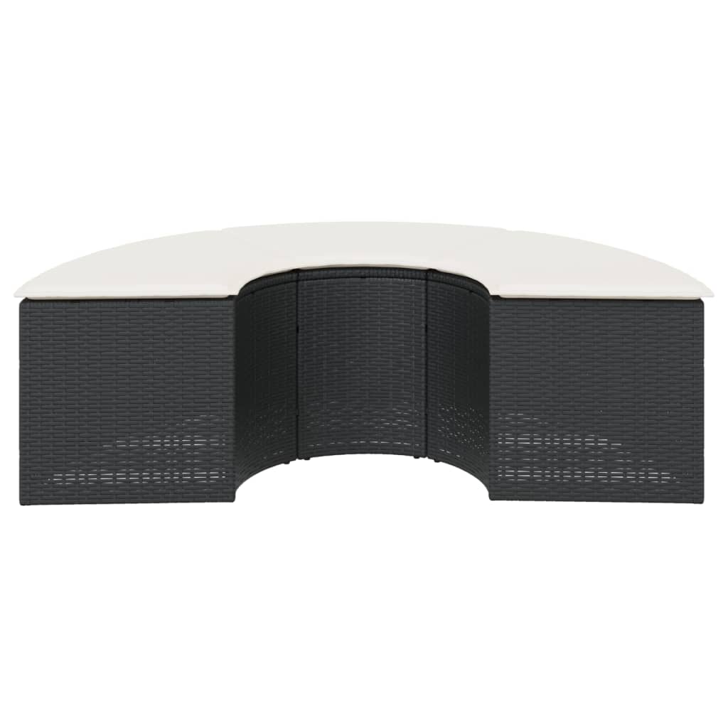 vidaXL Gartenhocker mit Kissen Schwarz Poly Rattan