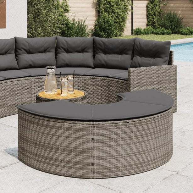 vidaXL Gartenhocker mit Kissen Schwarz Poly Rattan