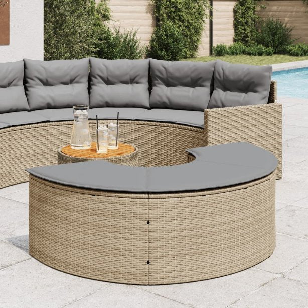 vidaXL Gartenhocker mit Kissen Schwarz Poly Rattan