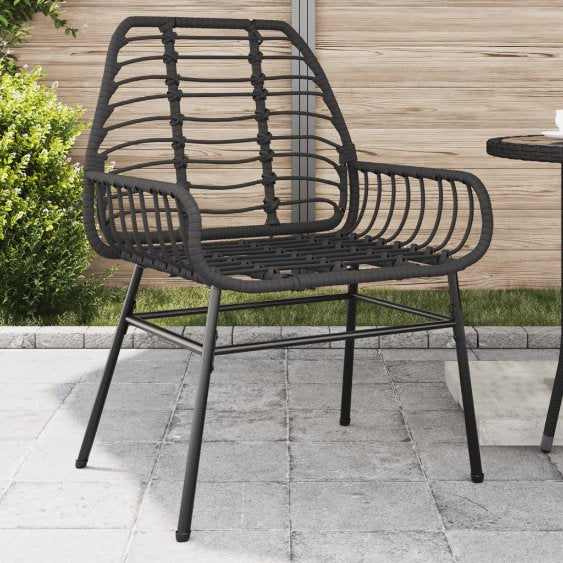 vidaXL Gartenstühle 2 Stk. Schwarz Poly Rattan