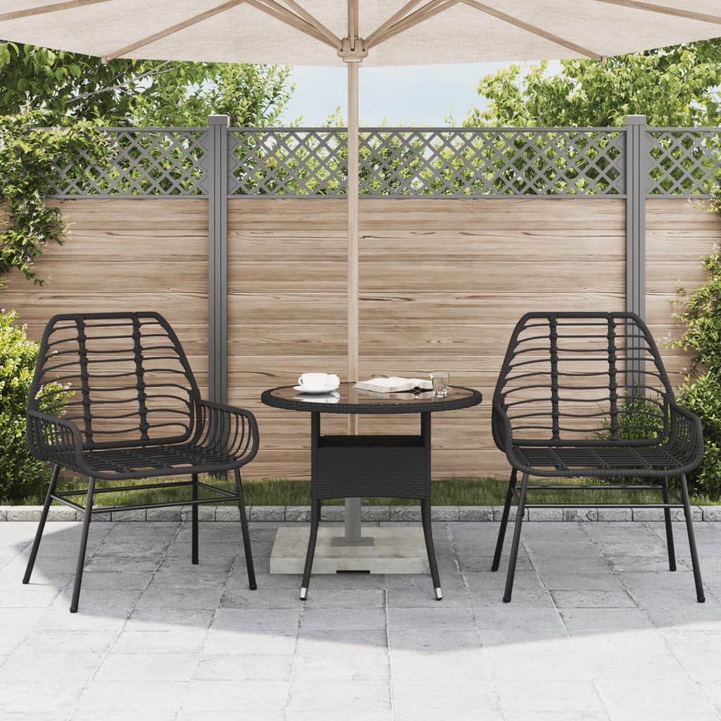 vidaXL Gartenstühle 2 Stk. Schwarz Poly Rattan