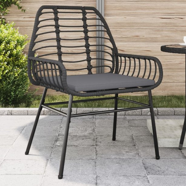 vidaXL Gartenstühle 2 Stk. Schwarz Poly Rattan
