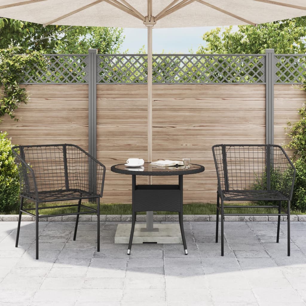 vidaXL Gartenstühle 2 Stk. Schwarz Poly Rattan