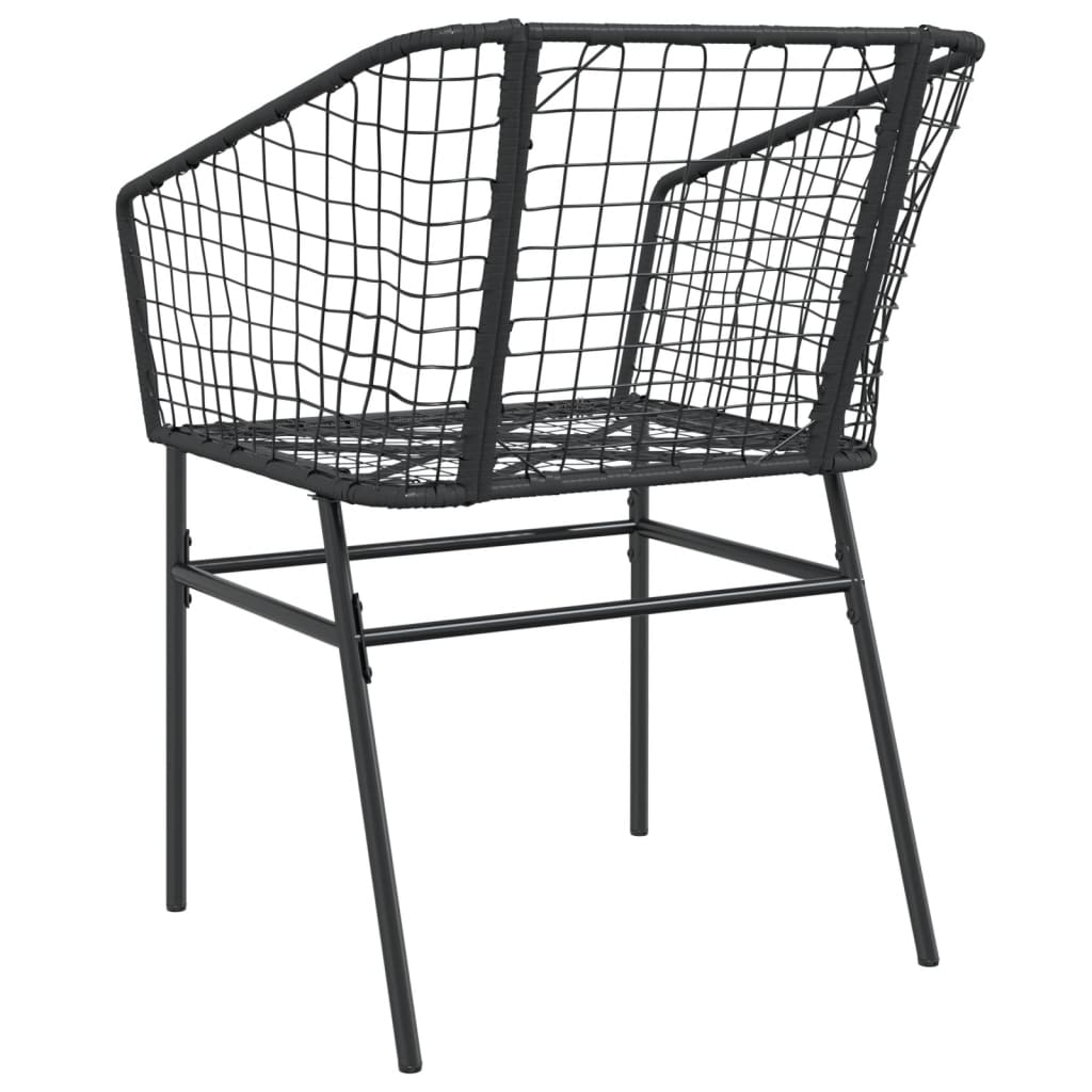 vidaXL Gartenstühle 2 Stk. Schwarz Poly Rattan