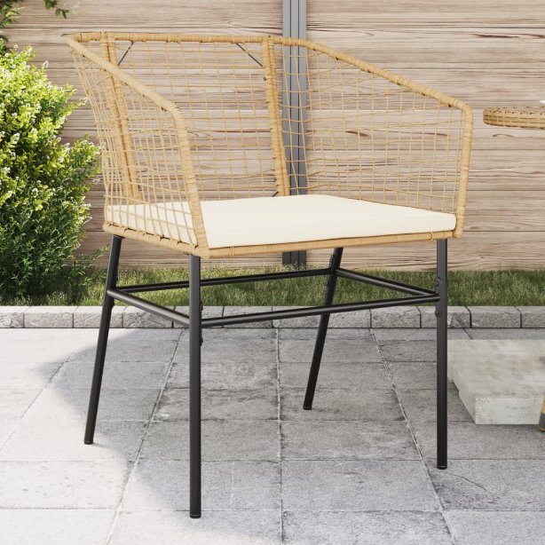 vidaXL Gartenstühle 2 Stk. Schwarz Poly Rattan