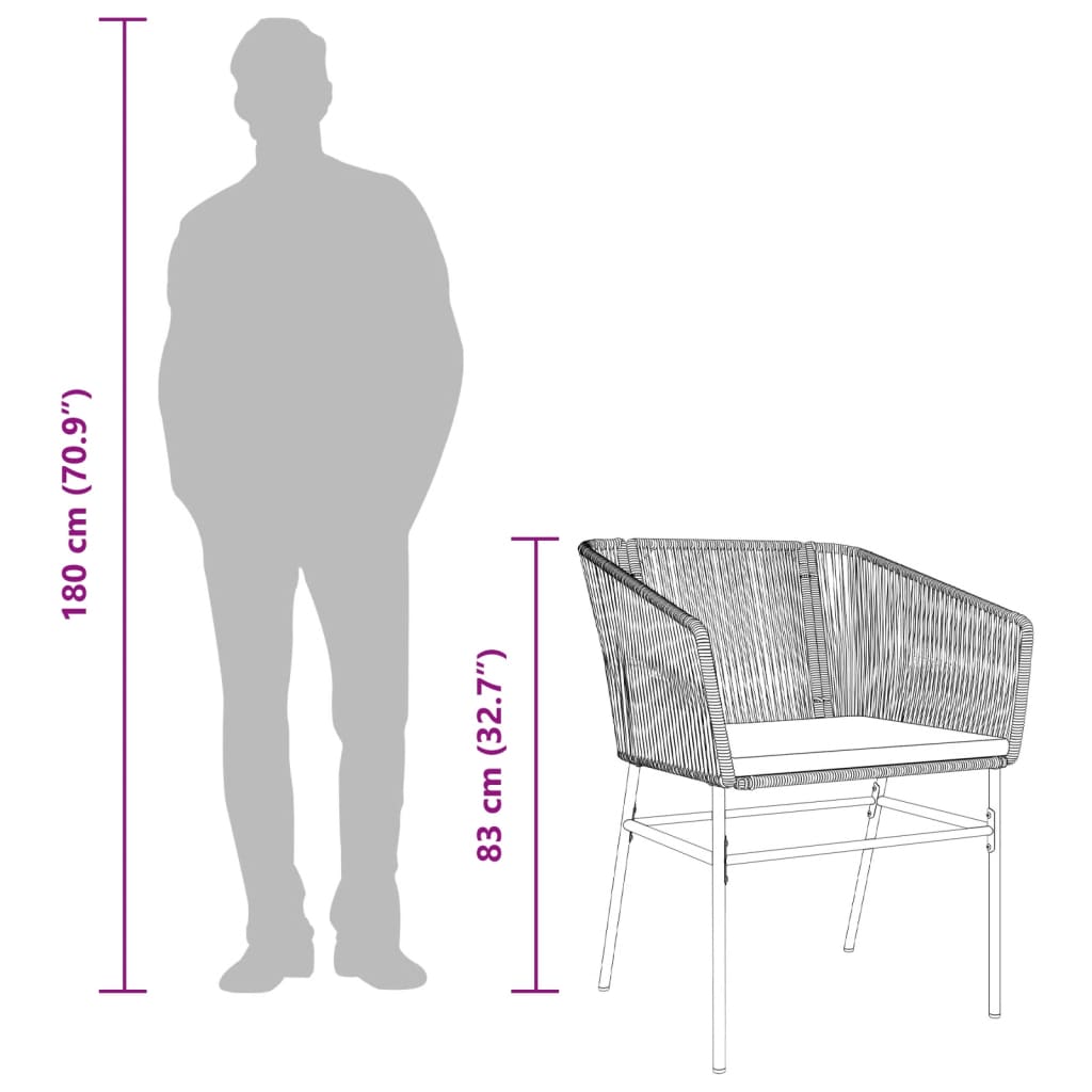 vidaXL Gartenstühle 2 Stk. mit Kissen Schwarz Poly Rattan