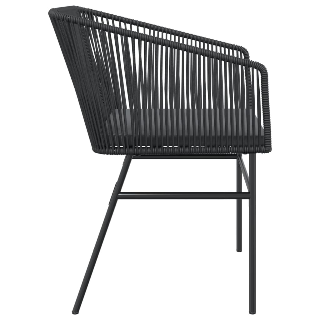 vidaXL Gartenstühle 2 Stk. mit Kissen Schwarz Poly Rattan