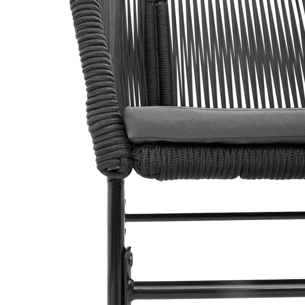 vidaXL Gartenstühle 2 Stk. mit Kissen Schwarz Poly Rattan