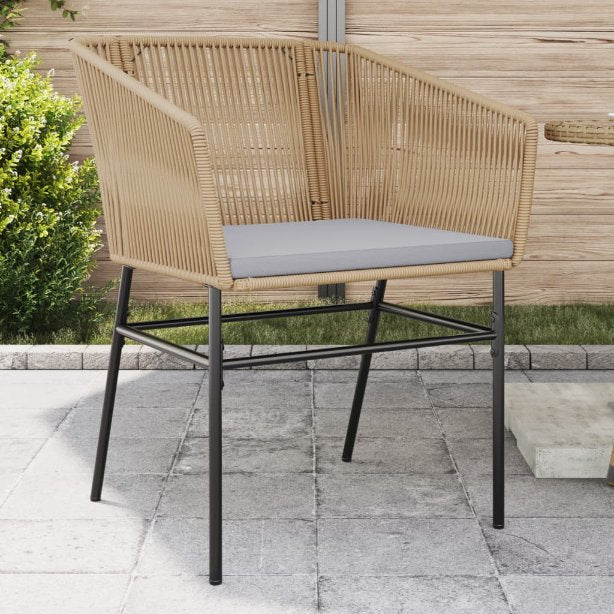 vidaXL Gartenstühle 2 Stk. mit Kissen Schwarz Poly Rattan