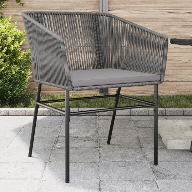 vidaXL Gartenstühle 2 Stk. mit Kissen Schwarz Poly Rattan